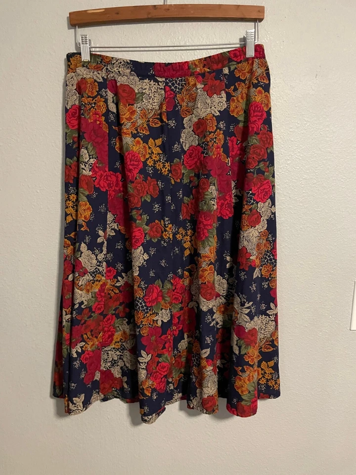 Falda Vintage Bobbie Brooks Mujer Talla 12 Floral Cottagecore Pradera Mod Años 90 Foto 2 de 4