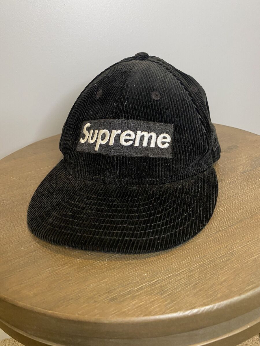 Supreme New Era Corduroy Hat Cap Black 6 Panel 7 1/4 BOGO Supreme New Era Corduroy Hat Cap Black 6 Panel 7 1/4 BOGO