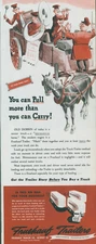 1947 Fruehauf Trailers Hauling Trucks Can Pull More Than Carry Vtg Print Ad C18