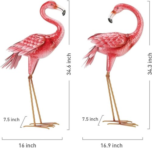 Freestanding Metal Flamingo Statues with Realistic Detail for Gardens & Patios - Picture 5 of 11