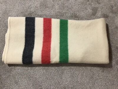 Wool Blanket with Red, Green Black stripes 63