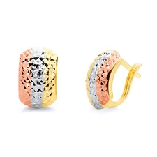 Wellingsale 14k Tri Color Gold 10mm Half Huggie Hoop Earrings (13 x 11 mm)