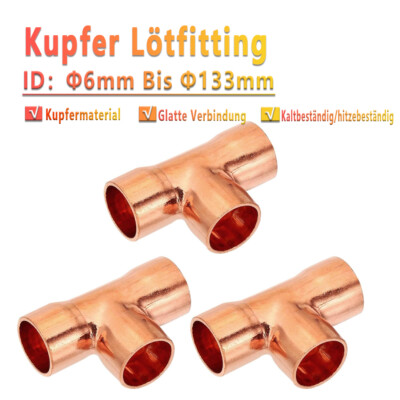Kupfer Löt Fitting T-Stück Φ6mm Bis Φ133mm Lötfittinge Lötfittings Kupferfitting