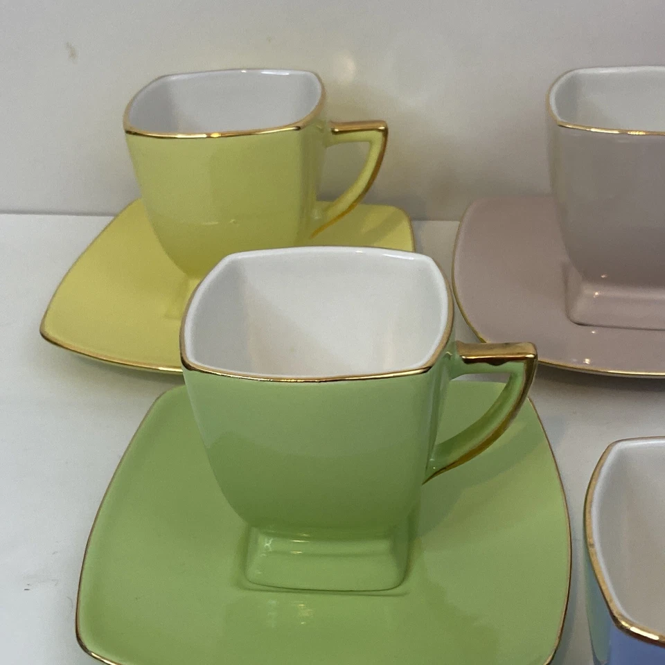 Juego clásico de tazas y platillos de café y té pastel juego de 5+ (1 taza extra) Foto 2 de 4