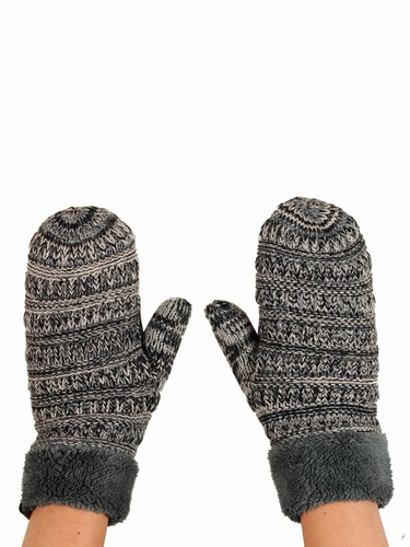 C.C Unisex Winter Warm Knit Soft Inner Fuzzy Lined Anti-Slip Cuff Mittens Gloves - Picture 76 of 111