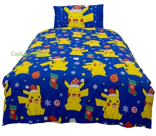 Pokemon Christmas Duvet Cover Set Pikachu Reversible Children's Single Duvet Set - Picture 23 of 24