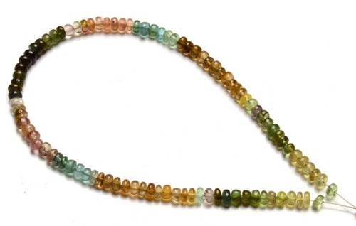Gemas de turmalina arco iris natural tamaño 3,5 mm cuentas lisas en forma de rondelle hilo de 8" - Imagen 7 de 9