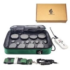 Portable Electric Spa Massage Stones Warmer Set, 16 Basalt Hot Stones.