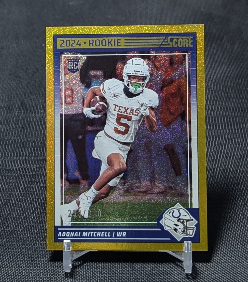 Adonai Mitchell Gold Dots Holo Foil /240 Rookie RC 2024 Score Card #340 Colts