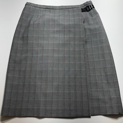 Valerie Stevens Skirt Womens 4 Gray Glen Plaid Buckle Accent 21'' Straight Preppy