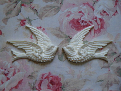 Large Swallow Birds Furniture Appliques 1 Pair L/R Architectural Pediment