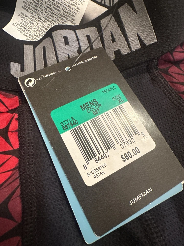 NWT Jordan Training Compression Basketball Tights Black/Red 687840-687 Size XL - Image 4 of 4