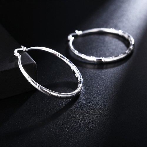 Pendientes de aro de estilo exagerado de plata 925 de 5 cm para niñas y mujeres joyería - Imagen 4 de 5