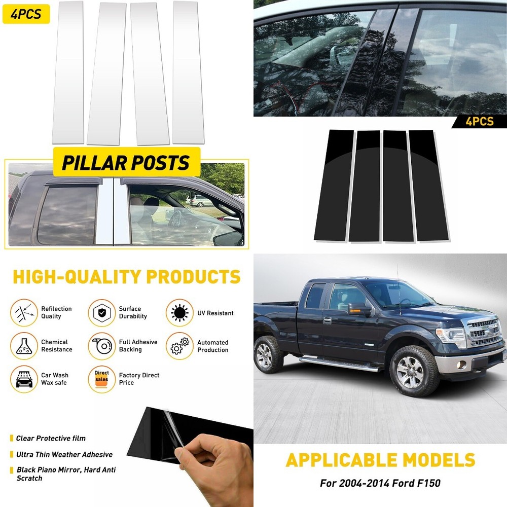 Posts Pillar Black For 2004-2014 F150 Ford Door Trim Cover Car Accessories M