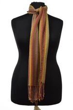 Cejon Womens Scarf Size OS Brown Knit Viscose Casual Fringe