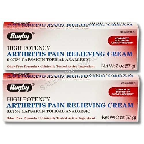 Rugby Capsaicin Cream 0.075 High Potency Pain Relief 57gm 2 Pack Red eBay