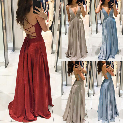 Womens Evening Bridesmaid Prom Long Ball Formal Gown Wedding Party Dresses - Picture 1 of 16