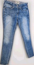 ARIAT Jeans Women's Size 29R 29x31 Mid Rise Skinny Raw Hem Med Wash Real Denim