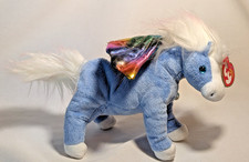 Ty Beanie Babies Pegasus 2002 rainbow wings on blue horse retired w/ tag