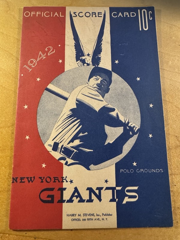 1942 St. Louis Cardinals Vs New York Giants Program/Scorecard Awesome Condition