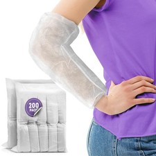 White Disposable Arm Sleeve Covers PP Lightweight Elastic 200 Count 24 in 30 gsm