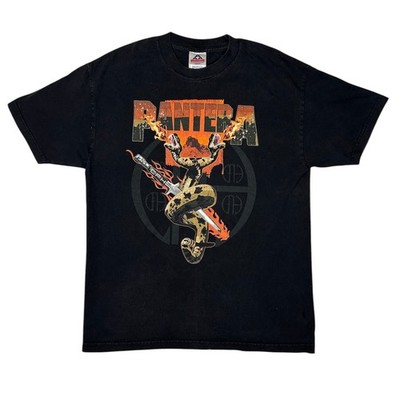 Vintage 2004 Pantera Cowboys From Hell Snake Dagger Fire Shirt Double Sided Sz L
