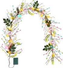 6 Foot Easter Egg Garland, Lighted Pip Berry Garland Decorations with Mixed Berr