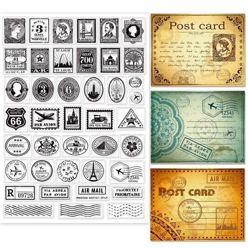 GLOBLELAND Vintage Stamps Clear Stamps for DIY Scrapbooking Decor ...