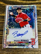 2021 Bowman Chrome Brainer Bonaci 1st Bowman Auto Speckle Refractor /299 Red Sox