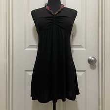 Vintage B Sharp Halter Tube Top Black Beaded Necklace USA Made Large NWT Y2K