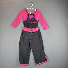 A Wish Come True Broken Heart Girls Dance Leotard w/ Pants Black Pink 6x-7