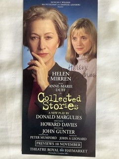 Collected Stories Theatre Flyer Signed By Dame Helen Mirren