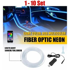 APP Control LED RGB Car Interior Atmosphere Ambient Light Universal 5M 1-10Set