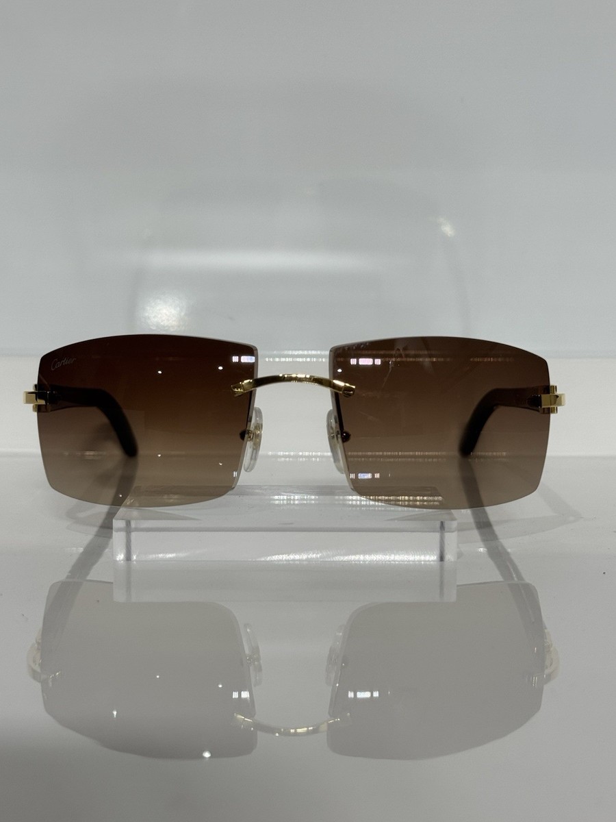 Cartier CT0021RS 001 Gold Rimless Wrap Brown Gradient  display picture 1