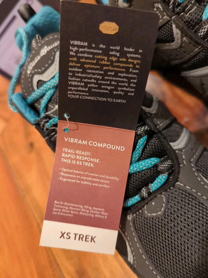 Eddie Bauer Women’s Lukla Pro Trail Hiking Shoes 8.5M Black Teal Vibram NEW - Image 4 of 4