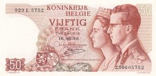 BANK OF BELGIUM 50 FRANCS 1966 UNC 