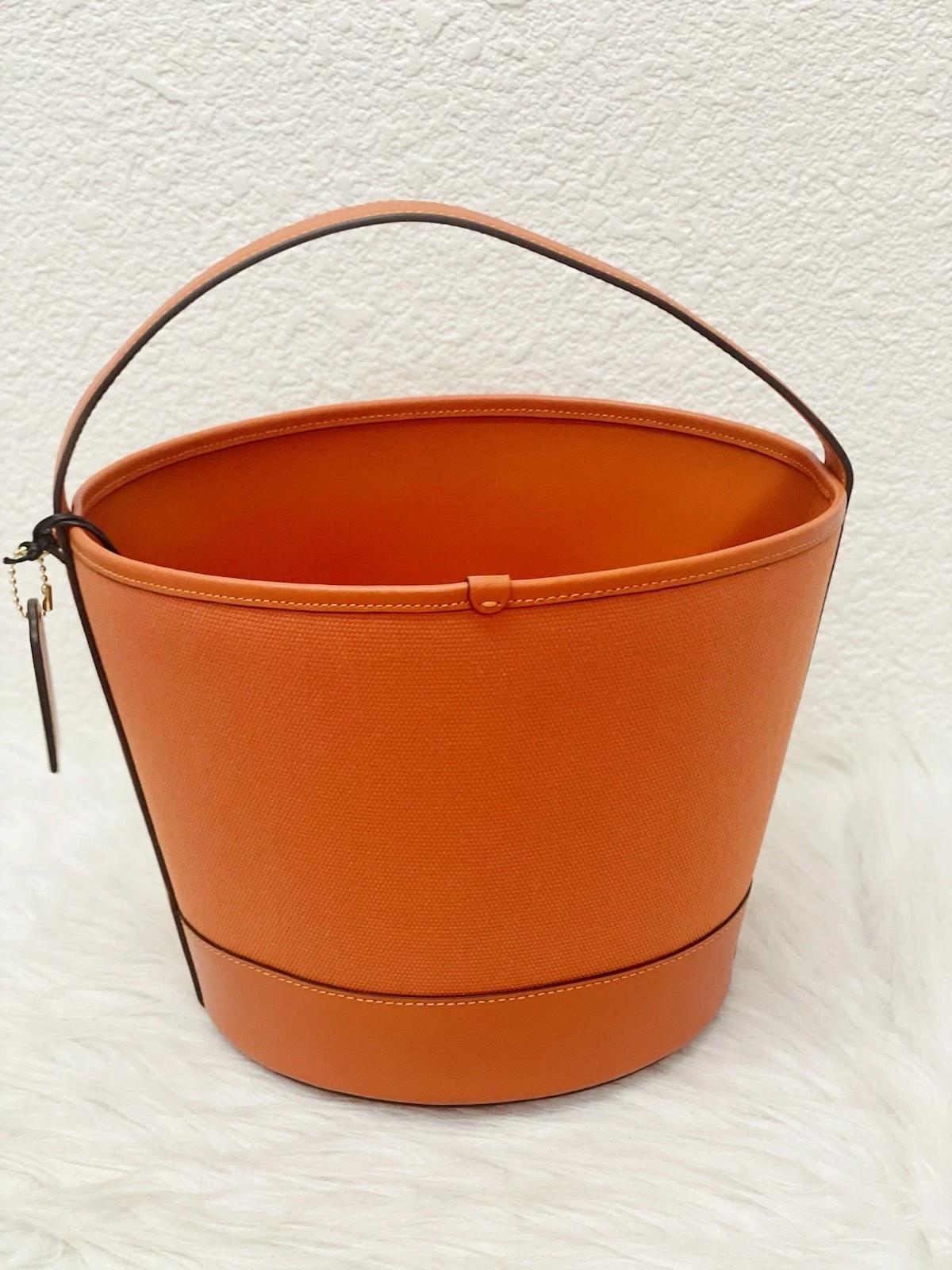 Secchiello Coach dolcetto o scherzetto con zucca di Halloween nuovo con etichetta CW533 arancione scuro