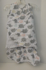 Halo  SleepSack Wearable Blanket w/Swaddle- Size NB 0-3 Mo  White w/Elephants