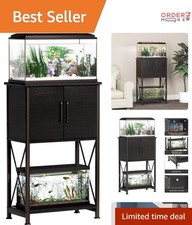 Fish Tank Stand Metal 5-10 Gallon Aquarium Stand with Cabinet Storage Black