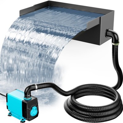 POPOSOAP Pond Waterfall with Pump Kit, 304 Stainless Steel Waterfall Spillway...