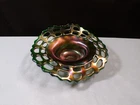 Vintage Fenton Emerald Green Carnival Glass Jack in the Pulpit Basketweave Bowl