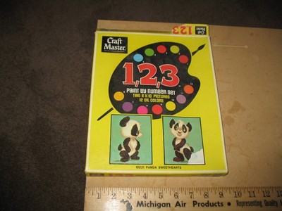 VTG 1973 CRAFT MASTER PAINT BY NUMBER PANDA SWEETHEARTS 10221 UNPAINTED 8X10