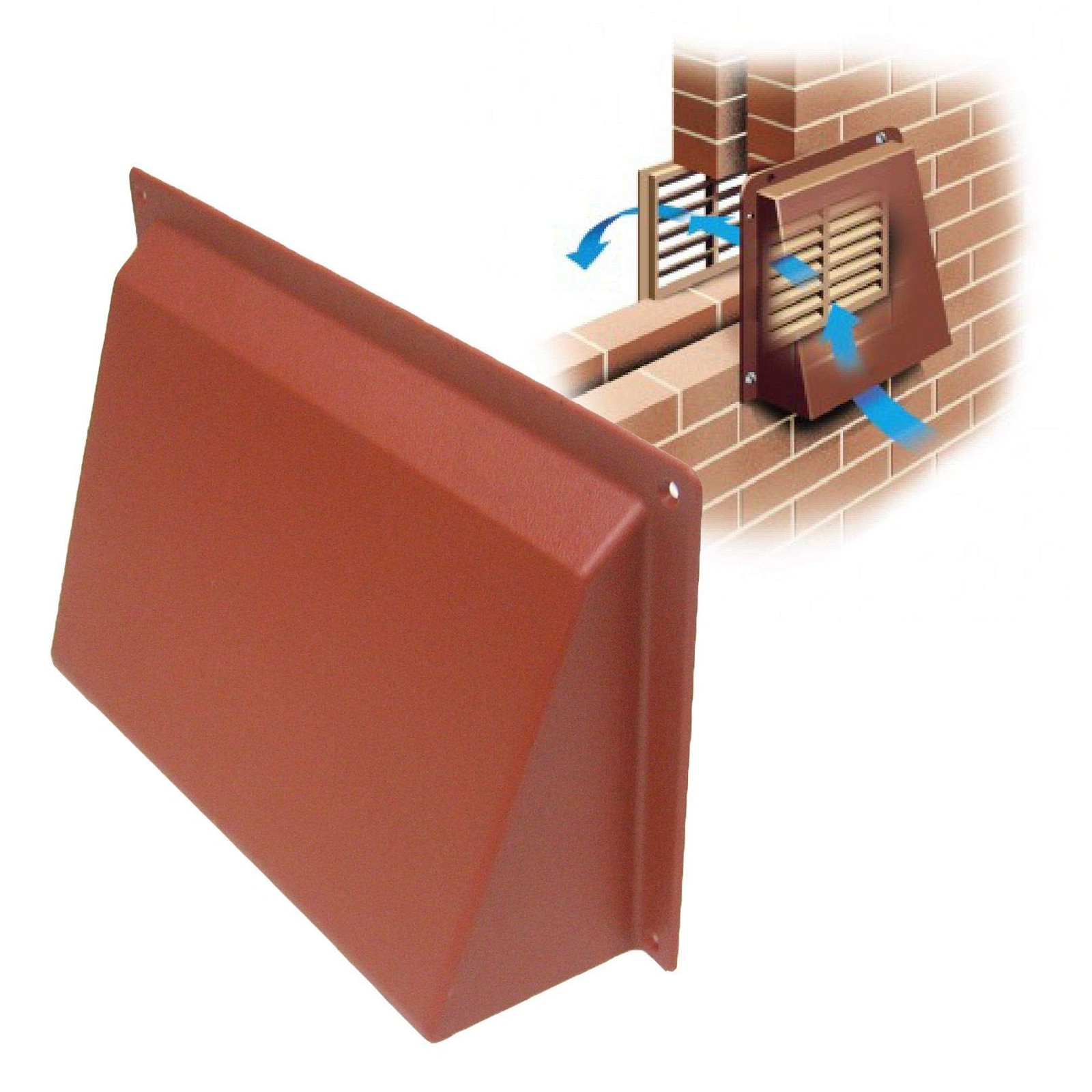 Timloc 9x6 Terracotta Hooded Cowl Vent Cover for Air Bricks, Grilles & Extractor - Image 3