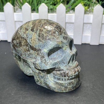 2.2LB 4.1'' Natural Copper Mine Skull Carved Crystal Quartz Decor Mineral Energy