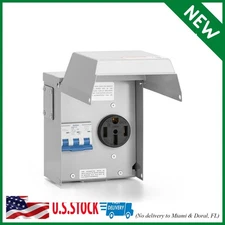 50 Amp Temporary RV Power Outlet with Breaker, Briidea Outdoor Breaker Box with