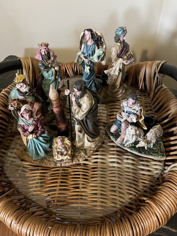 Christmas Holy Family Nativity Advent candle holders 4pc Resin