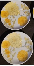 2 Vintage ERNESTINE SALERNO Plates Italy 10.5 " Yellow Floral Flower MCM 818G