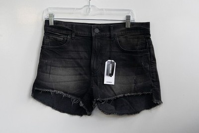 NWT Express Black Distressed Original High-Rise Shortie Jean Shorts Women Size 8