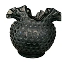 Vintage Fenton Federal Blue Hobnail ruffled bowl