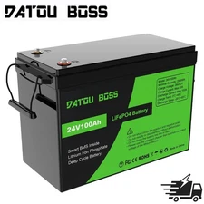 24V 100AH LiFePO4 Lithium Battery 100A BMS for Camping RV Off-grid Solar Marine